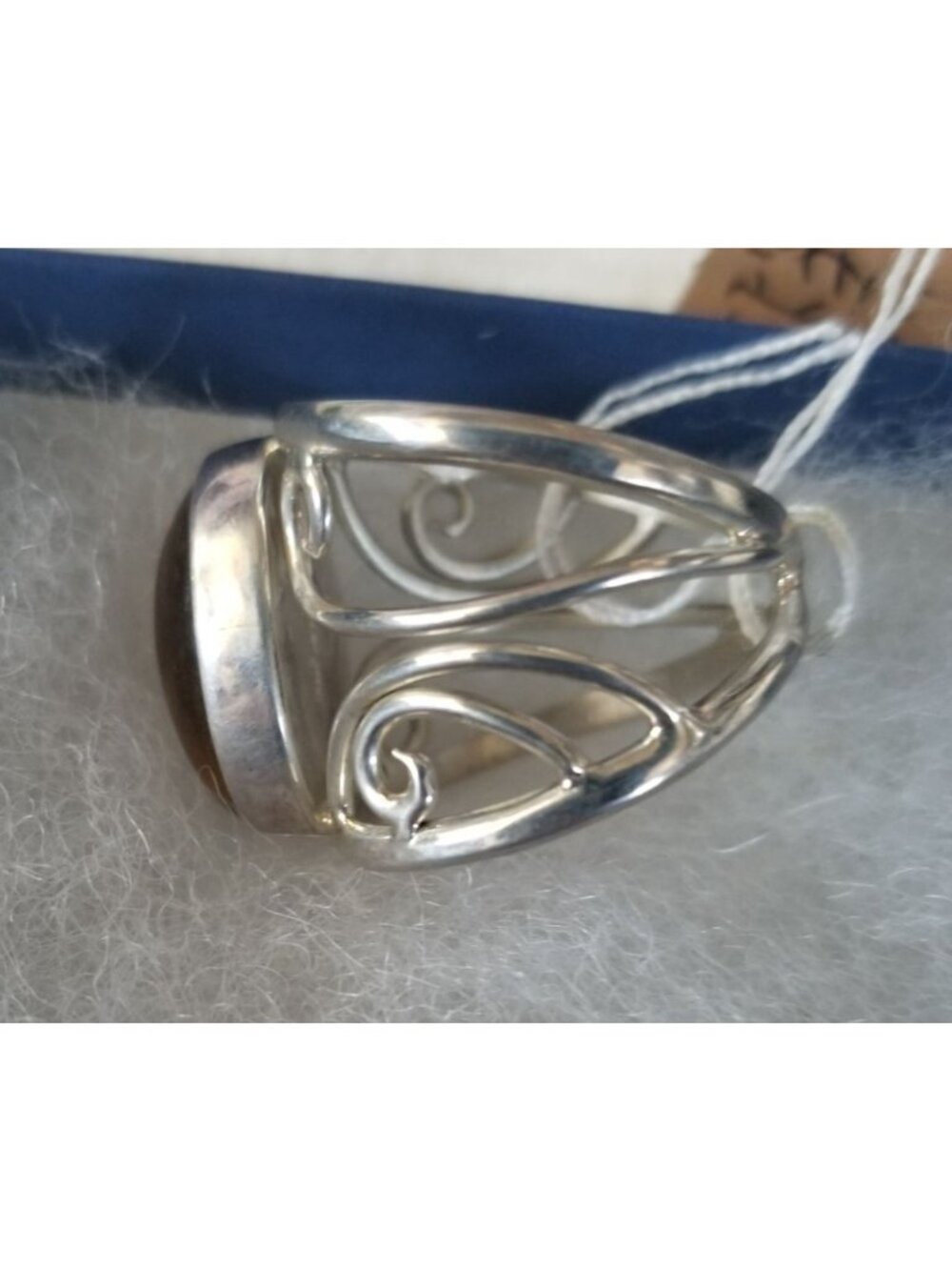 Ring Band Tiger Eye Silver Stone 20 x 15 mm Size 10 Handcrafted 8.4 gr Jerry - Picture 7 of 13